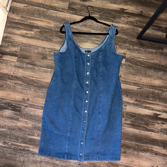 New Look Blue Denim Button Down Jean Dress Size 2X - Picture 4 of 8